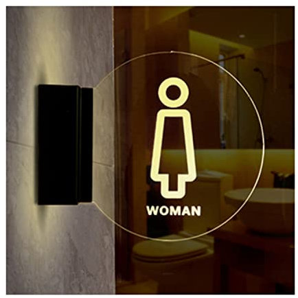 RAKUTE Insegna for Bagno, Display for insegna a Luce al Neon a LED, Trasparente e di Lunga Durata, insegna in Acrilico da 20 cm for Ufficio, Hotel, Centro Commerciale, Bagno for Toilette Insegna