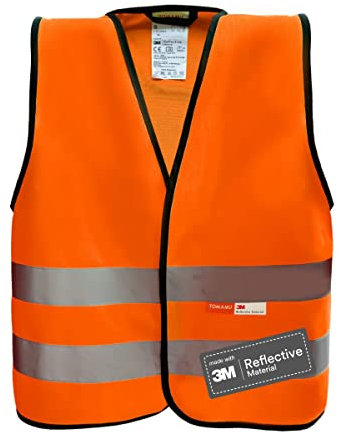 Tomamu Gilet de haute visibilité pour enfants - Gilet réfléchissant avec fermeture scratch et bandes réfléchissantes - Fabriqué avec du matériau réfléchissant 3M