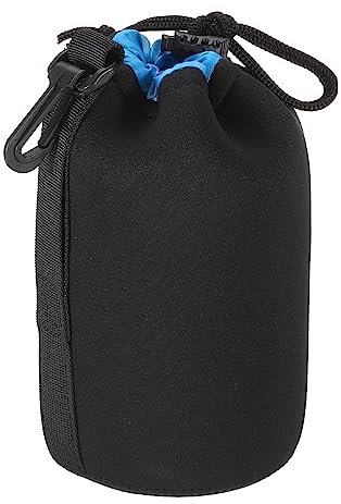 PATIKIL Camera Lens Bag, 3.5 IDx7.1 H Drawstring Lens Pouch with Thick Protective Neoprene, Lens Case for DSLR Camera Lens, Water Coffee Cups, Black, Blue