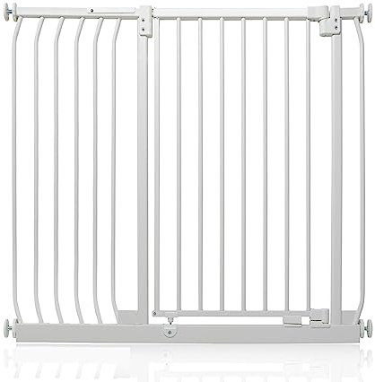 Safetots Extra Hohes Elite Sicherheitsschutzgitter, 107cm - 116cm, Matt Weiß, Extra hohe 96.8cm Höhe, Treppenschutzgitter mit Druckmontage, Sicherheitsbarriere, Einfache Installation
