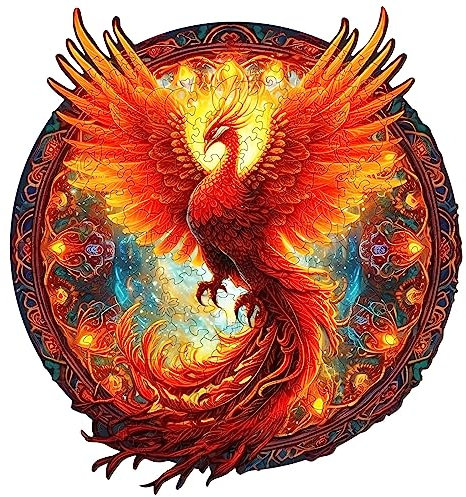 Blumuze Wooden Animal Puzzles Age 3+ 290pcs - Phoenix Unique Shaped Wooden Puzzles, Adults Kids Gift Box, L-14.9 * 13.8in