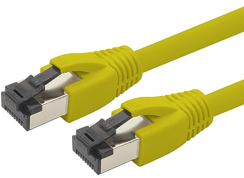 1aTTack.de 1.5m Cat 8 network cable CAT8 cable yellow - 1 piece Cat.8 Lan 2000 MHz 40 Gbit s 40GBase-T Poe+ patch cable Ethernet cable LSZH - 1 x 1.5 meter yellow