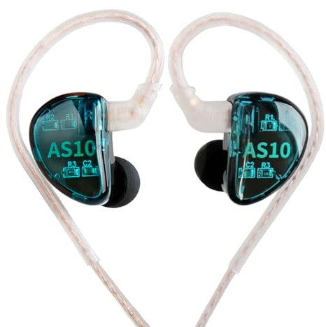 KZ AS10 Monitors Headphone Earbuds 5 Balanced Armature Driver, Noise Cancelling Headphones Wired IEMS Ear Phones with 2 Pin Detachable Cable for Musician Singer Church