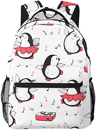 Rucksack mit niedlichen tanzenden Pinguinen und Kassettenrekorder, lässiger Laptop-Tagesrucksack, Computertasche für Männer und Frauen auf Reisen