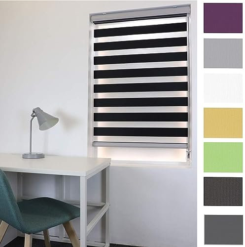Verdunkelungsrollo Thermorollo 40 x 240 cm 100 Sichtschutz Sonnenschutz Klemmfix Verdunkelungsfolie Verdunklungsstoff inkl. Montagematerial, für Fenster, Schwarz