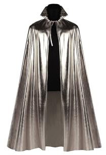 PARTY DISCOUNT NEU Umhang Metallic-Silber mit Stehkragen, Einheitsgröße
