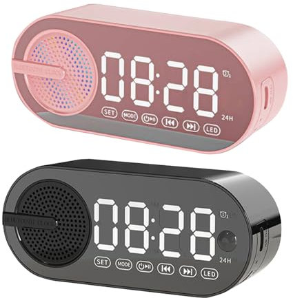 MAYJAI Bluetooths Speaker Alarm Clock Portable Speaker Digital Clock with Dual Alarms Bedside Digital Desk Clock with Adapter/Snooze/Dual Alarm/Temperature for Bedroom, Desk, Night Stand