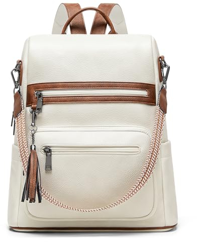 Cnoles Rucksack Damen PU Leder Groß Stylisch Damen-rucksackhandtaschen Elegant Frauen Schultertasche Reiserucksack Modern Backpack Women für Reise Freizeit Einkauf Arbeit
