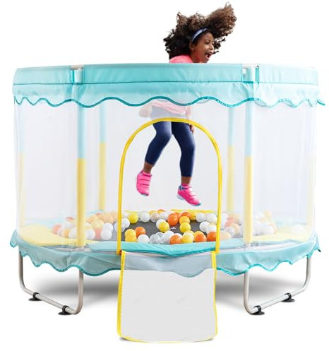 FOXSPORT Trampolin Indoor Mit Netz, Hüpfpolster und Randabdeckung für Kinder Ab 2 Jahren - Mini Jumping Trampolin, Sicher für Outdoor (Blau)