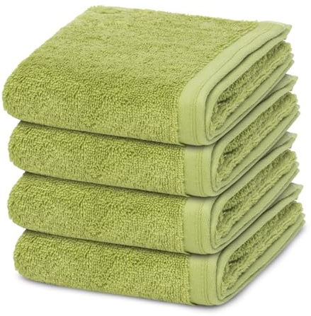 Vossen - 4 teiliges Frottier-Set - Vegan Life (4 X Gästetuch im Set) - 580 g/m2 - Baumwolle - Frottee - saugstark - weich und flauschig - Avocado