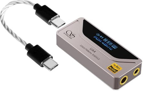 SHANLING UA4 Headphone Amplifier,Portable USB DAC AMP,Support MQA 16X,768kHz DSD512,High Driving Power for Android/iOS/Mac/Windows,dongle Volume Control,3.5/4.4mm up to 237mW@32Ω Output (Titanium)