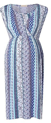 Robe Grossesse Shooting Photo Dentelle Robes Femme Enceinte Chic Et Elegant Grande Taille Fashion Robe Maternité Fête Cérémonie Vacances Casual Confortable Pas Cher Long Dress (Blue, S)