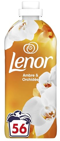 Lenor Adoucissant 56 Lavages, Ambre Et Orchidée, Collection Bien-être, Avec Une Touche d’Huile Essentielle