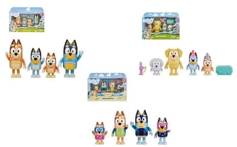 Bluey Lot de 4 Figurines 6 cm avec Accessoires - Modèles Assortis