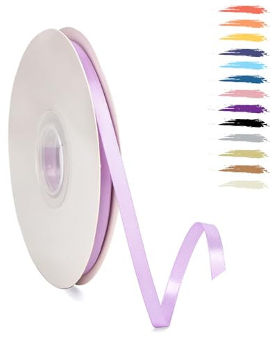 Helles Lila 6mm Satinband 95 Meter, Polyesterband, verschönern Sie Ihre Bastelarbeiten und Feiern, ideal für Geschenkverpackungen, Dekorationen, Hochzeitsautoband, Bänder zum Basteln