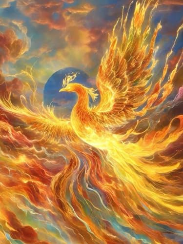 RKFLGEW Diy Perlen-Kreuzstich-Sets, Anime-Phoenix, Perlen-Stickset, Tier-Sticksets, Einfaches Kreuzstich-Set Für Erwachsene Und Anfänger 40x50cm