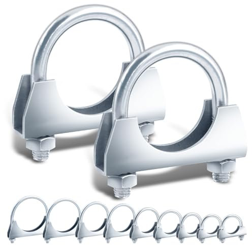 Tanstic 2Pcs 1-1/2 U Bolt Clamp Exhaust U Clamp Muffler U-Bolt Exhaust Clamps Heavy Duty U Bolt Clamps for Muffler, Pipe