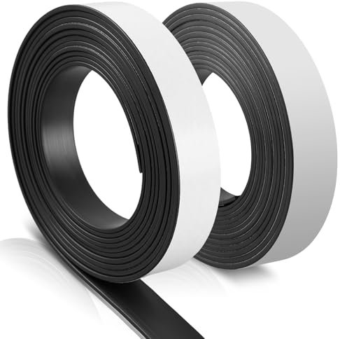 SUNOYA A+B Nastro Magnetico: 2 Rotoli (20mm*2mm*2m) Autoadesivo, Nastro Magnetico Forte, Ideale per Zanzariere e Reti Antiinsetto
