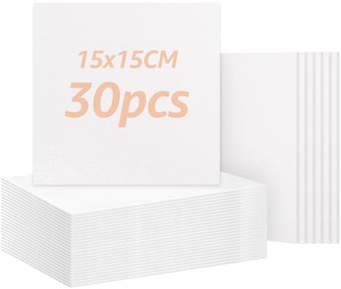 ZOFUN 30 Stück Leinwand zum Bemalen, Leinwand 15x15 cm, Leinwand mit Keilrahmen Mini leinwand Kleine Leinwände für Acryl ölfarben Strukturpaste Anfänger Studentin Künstlerin