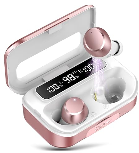 Lekaby Bluetooth Kopfhörer, Kabellos Bluetooth 5.3 100 Std Spielzeit mit 4 LED Digitalanzeige, Tiefer Bass, In Ear, mit 4 ENC Lärmreduzierung Mic, Ohrhörer für Arbeit/Studium/Sport