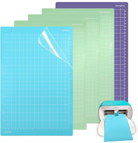 LALAGO Schneidematte für Cricut Joy Xtra, 5 Stück Ersatzkleber klebrige Schneidematten, Selbstklebende Cutting Mat zum Basteln, Rutschfester Matt für Cricut Zubehör (StandardGrip LightGrip StrongGrip)