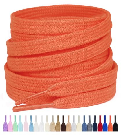 Stepace Cotton Flat Shoe Laces 8mm Wide Shoelaces for Sneaker orange 120