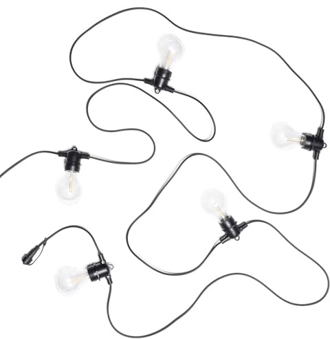 LEDKIA Set Girlande Außen 5m Schwarz + 5 LED Glühbirnen Filament E27 24V Sc