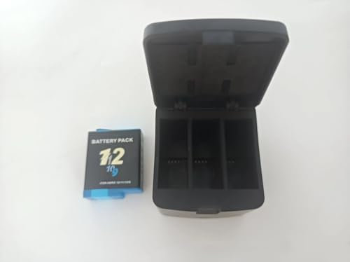 CITYORK Ensemble de chargeur de batterie, pour GoPro Hero 12 Hero 11/10/9 noir, avec emplacements de type C triple canal boîte de rangement de batterie avec écran LED et câble USB (1 chargeur + 3
