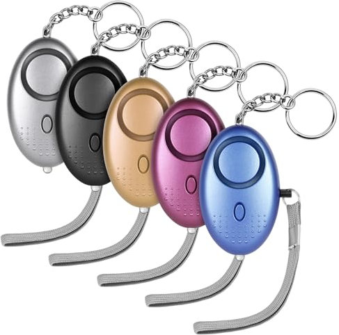 flintronic Persönlicher Alarm, 5 Stück 140 dB Selbstverteidigungsalarm mit LED-Licht und Schlüsselanhänger, Taschenalarm Schlüsselanhänger Alarm für Frauen, Kinder, ältere Menschen, Nachtschicht