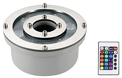 Fuente de jardín bajo el agua, anillo de piscina, foco sumergible IP68 12 V/24 V + mando a distancia 6 W