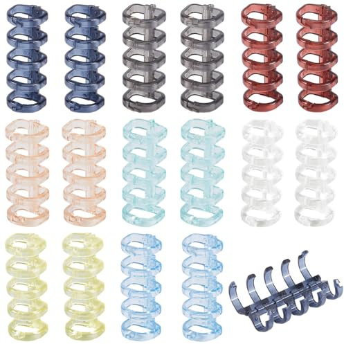 SOFPLATE 1 Box 32Pcs 8 Colors 5 Ring Plastic Loose Leaf Binder Rings Book Binding Spiral Rings Crystal Binding Spines Combs Snap Split Hinged Clamp for DIY Travel Diary Scrapbook Notebook Photo Album