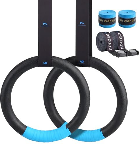 MOCOBO Turnringe Gym Rings, ABS Gymnastikringe, Indoor Outdoor rutschfeste, Trainingsringe, Riemen Klimmzug Trainingsringe, Ringe Turnen für Gym Home Fitness