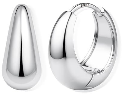FIOROYAL 925 Silber Creolen Ohrring für Damen, Hypoallergene Ohrringe Klobig Kleine14K Gold Dick Knorpel Kreolen Huggie Creolen Ohrstecker für Empfindliche Ohren(Gold/Silber)(S12)