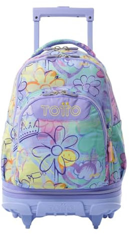 TOTTO - Mochila Escolar con Ruedas Desmontables, Modelo Tiza, Capacidad 26 L, Mochila PC 15.4, Bolsillo Botella, Manija Telescópica, Espaldar Ergonómico y Correas en S, Estampado Grafily