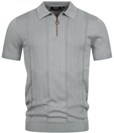 Indicode Herren INSago Poloshirt mit Reißverschluss | Herrenpoloshirt Polokragen Baumwollshirt Lt Grey Mix, M