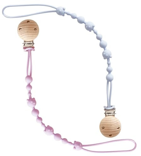 Hshenjhu 2 Piezas Cadena Chupete Bebe, Chupetero de Silicona, Sujeta Chupete Clip con Pinza, Sujeta Chupete para Bebés Niños y Niñas, Juguetes Mordedores para la Dentición