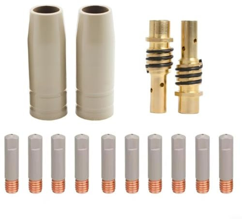 Set di 14 ugelli di protezione per saldatura MIG 15AK, ugelli antiaderenti per scorie senza aria da 0,8 mm, accessori per saldatura in alluminio aeronautico resistente al calore