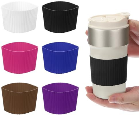sourcing map 6Pack Coffee Cup Sleeves, Reusable Silicone Heat Resistant Cup Protective Sleeve Nonslip Mug Protector Cover for Home Travel Coffee Mug Glasses Water Bottle Boots, Multicolor