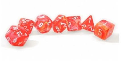 Dahlia Lot de 7 dés lumineux festifs avec chiffres blancs 16 mm Chessex
