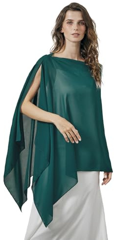 BEAUTELICATE Damen Chiffon Schal Elegant Stola Wrap Poncho Cape Leicht Shrug Tuch für Braut Abendkleid Hochzeit Brautkleid Felistch, Petrol