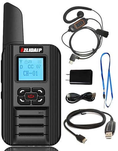 ELIDAIP F-711 Funkgerät DMR Digital/Analog Dual Mode Mini Walkie Talkie | 2000mAh USB-C, LCD Display, DMR-Mini-Handfunkgeräten für Restaurant Hotel Reisen Wanderabenteuer Outdoor, 1 Stück