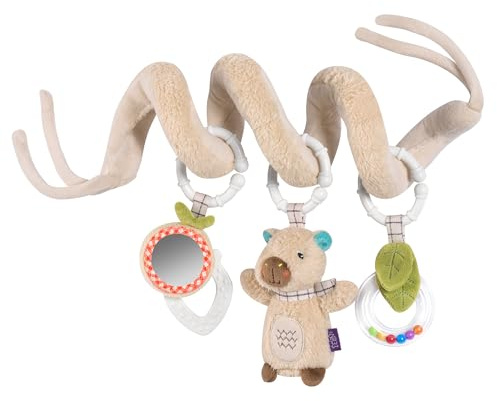 Fehn Activity-Spirale Capybara Clara – Motorikspielzeug mit Lernfunktionen | Zum Berühren, Fühlen und Spielen – für zu Hause und unterwegs – für Babys ab Geburt