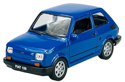 Welly Modell Auto Kompatibel mit FIAT 126 Blau Baugleich Polski FIAT 126p 1972-2000 1/34-1/39 Metal Modell Auto Die Cast Neu im Kasten 42372