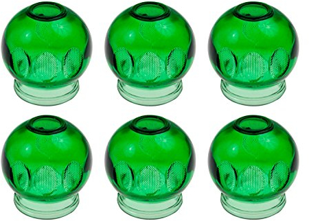 6 x Farbige Schröpfgläser aus Glas für Feuerschröpfen | Vakuum Massage | Farbe: Grün | Durchmesser: ca. 5,5 cm