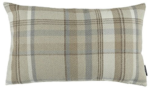 McAlister Textiles Heritage | Sofakissen mit Füllung in Beige Natur | 60 x 40 cm | gewobenes Tartan-Muster kariert | Deko gefülltes Kissen Sofa, Bett, Couch pflegeleichtes Wolle-Gefühl