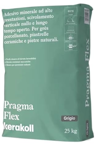 Kerakoll PRAGMA FLEX (ex Bioflex) colla minerale posa gres ceramica pietre naturali 25 Kg Grigio
