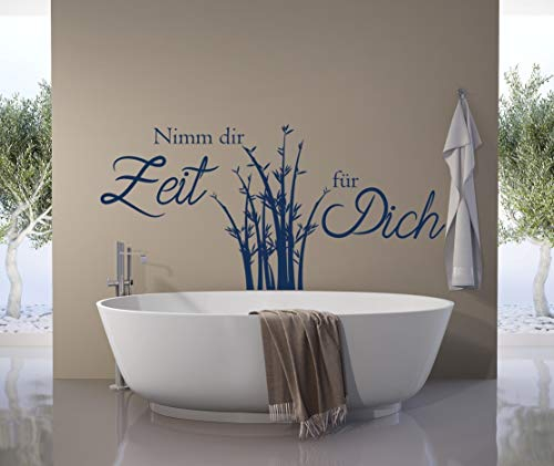 tjapalo® a198 wandtattoo Nimm dir Zeit für Dich Wandsticker Bad Wandaufkleber Sauna Wandtattoo Badezimmer Bambus, Farbe: Schwarz, Größe: B120xH58cm