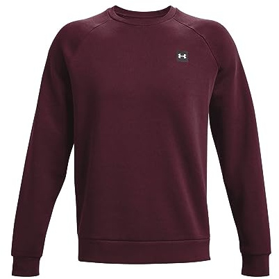 Men's UA Rival Fleece Crewneck, Dark Bordeaux (600)/Onyx White, L