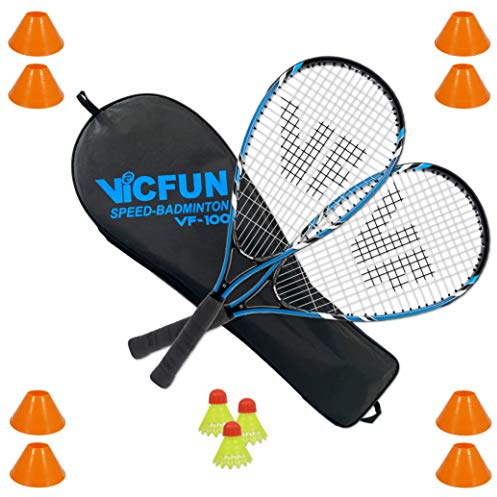 VICTOR Speed-Badminton 100 Set - 2 Badmintonschläger, 3 Bälle und eine hochwertige Badmintontasche Set field