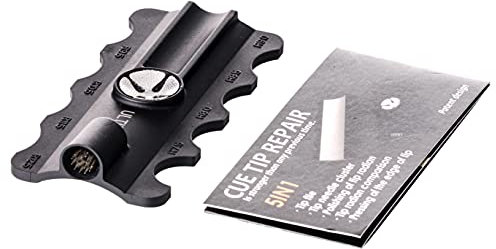 Robertson Billardqueue Ledertrimmer, Ultimo, perfektes Tool zur Bearbeitung des Klebeleders, 5 Optionen, inkl. Aufrauen, Radius Formen, handliches Profiwerkzeug für optimales Cue Tip
